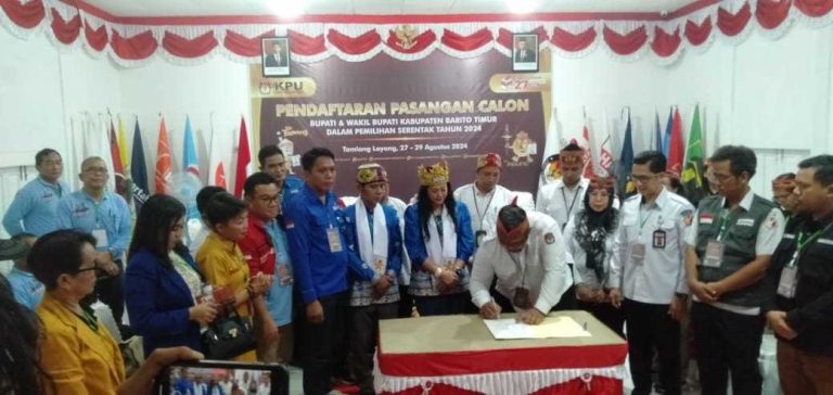 Warna Biru Semarak, Cerahkan Iring-iringan Pancani- Raran (Pancaran) ke KPU Bartim